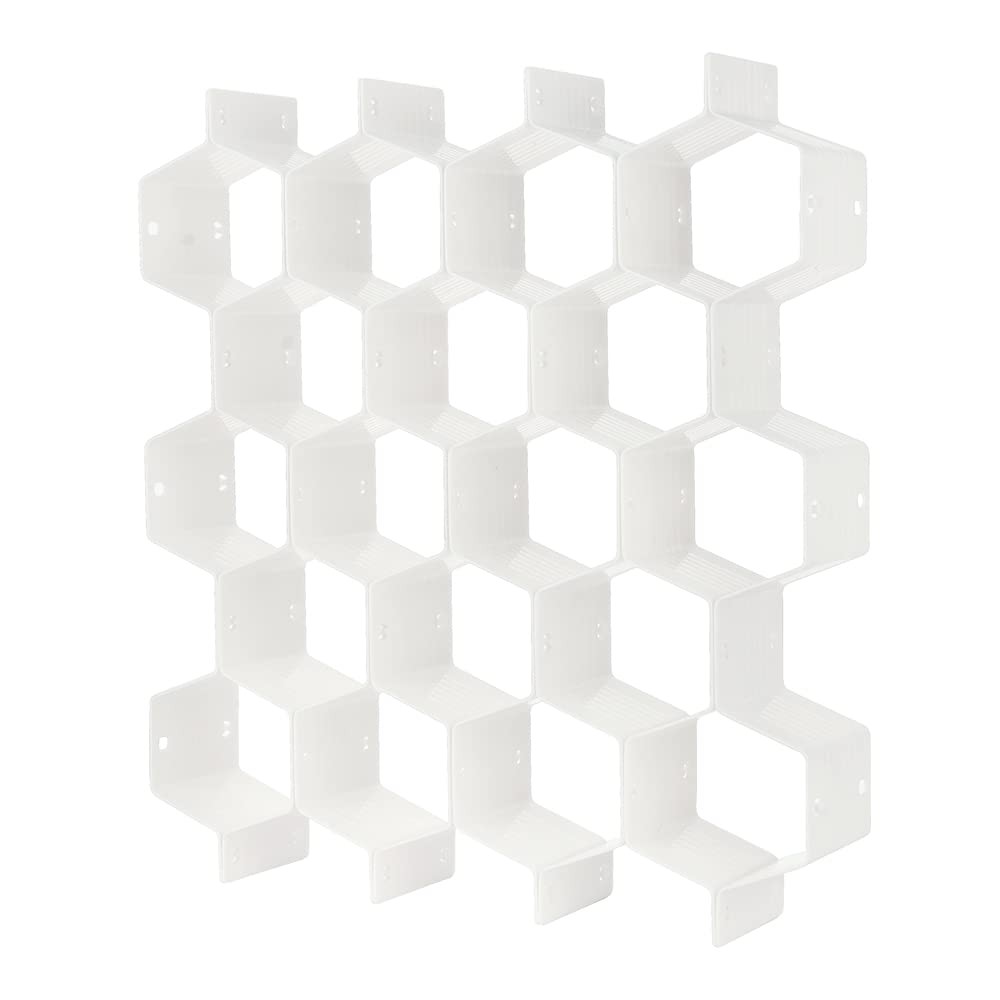 Poeland Drawer Divider Organizer Adjustable DIY Grid Honeycomb White