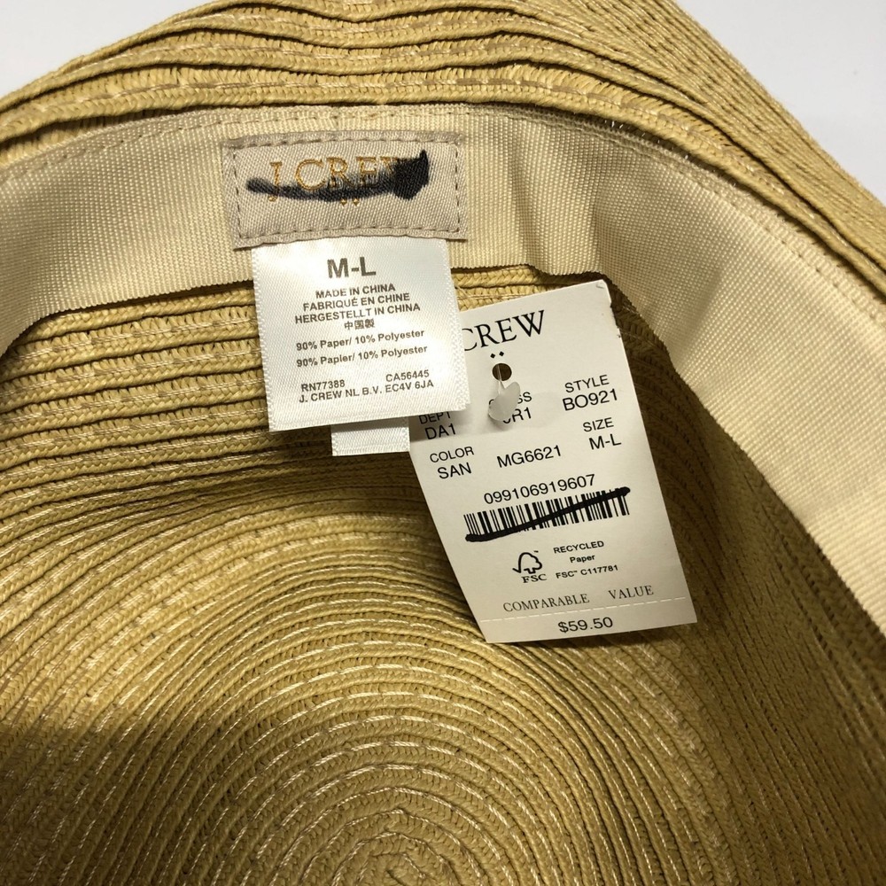 J.Crew Factory Packable Straw Hat Beige M-L