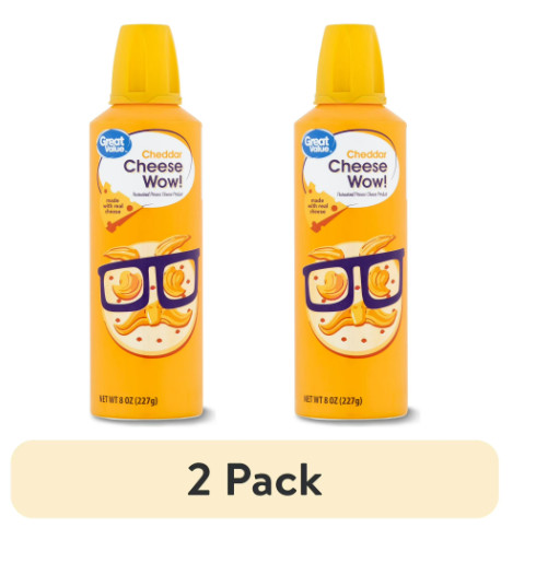 (2 pack) Great Value Cheese Wow! Spray Cheese, Cheddar, 8 oz...