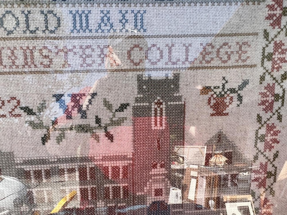 Vintage Completed Needlework Cross Stitch Westminster Sampler