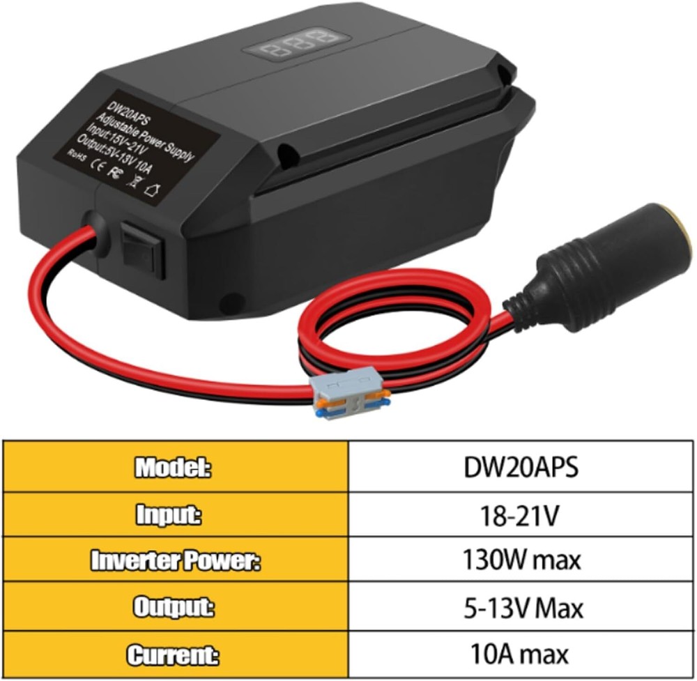 Step Down Converter for Dewalt 20V to 12V Adapter Regulator Cigarette Lighter