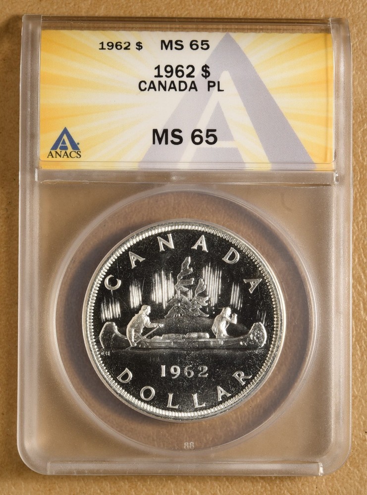 1962 PL Canada Silver Dollar ANACS MS65