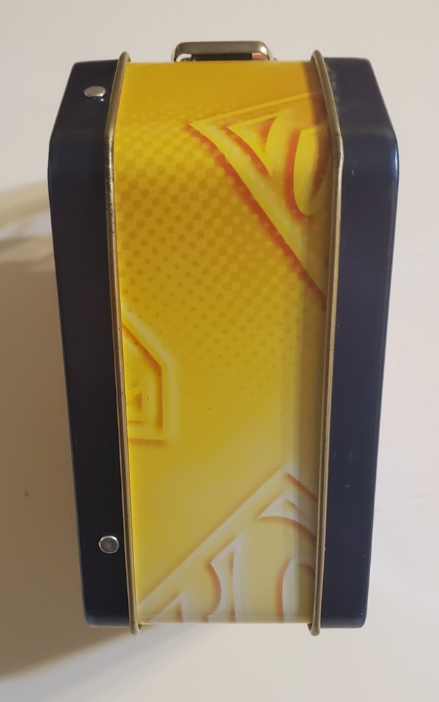 Superman Tin Carry Case with Handle. Lenticular Front Display. Mini Metal Box