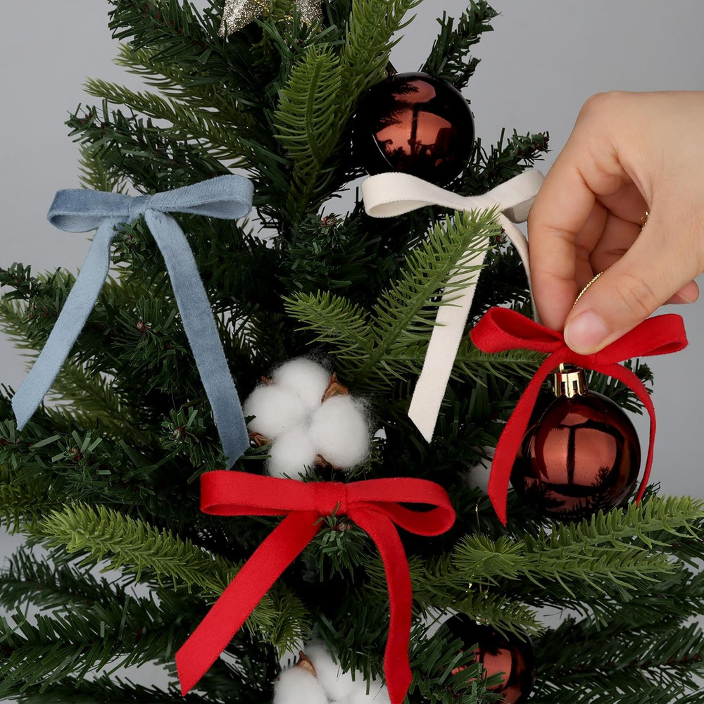 Velvet Ribbon Set - 3/8" X 20Yd, 4 Rolls in 4 Colors, Double Faced on Wooden Spo