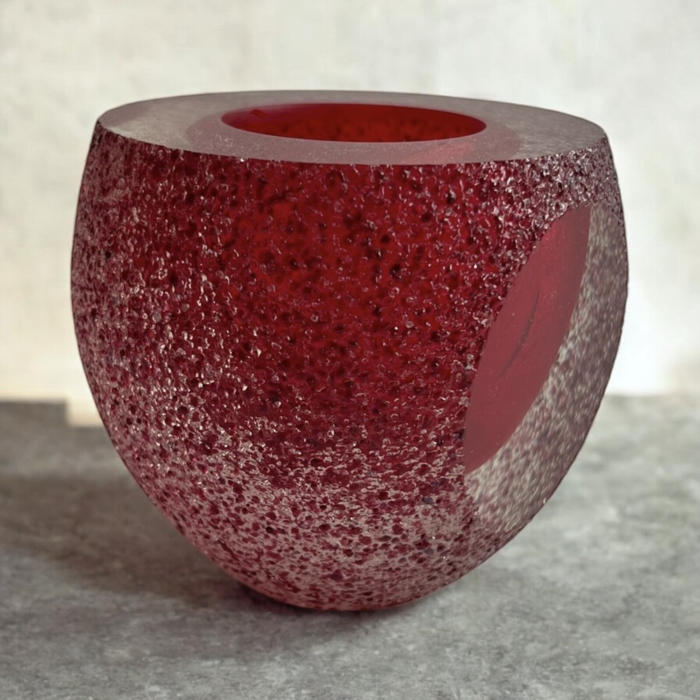 Ruby Red Modernist Italian Glass Vessel