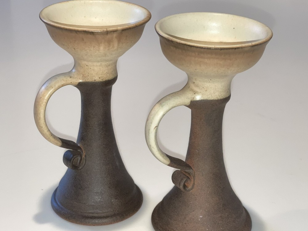 Jack O'Patsy JOP Ireland Studio Pottery Celtic Spiral Votive Candle Holders EUC