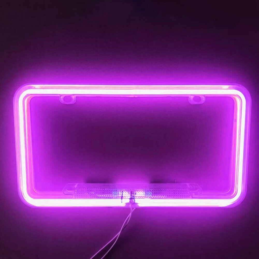 Neon License Frame 12V LED Light Front Rear License Frame Holder Universal Car