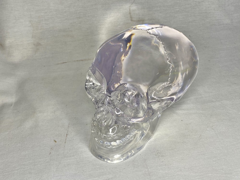 Mitchell Hedges Ancient Crystal Skull Replica, Solid Acrylic, Color Book, Signed