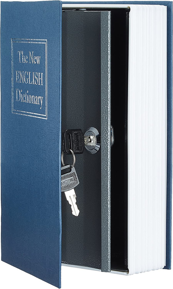 Large Blue Hidden Book Safe with Key Lock