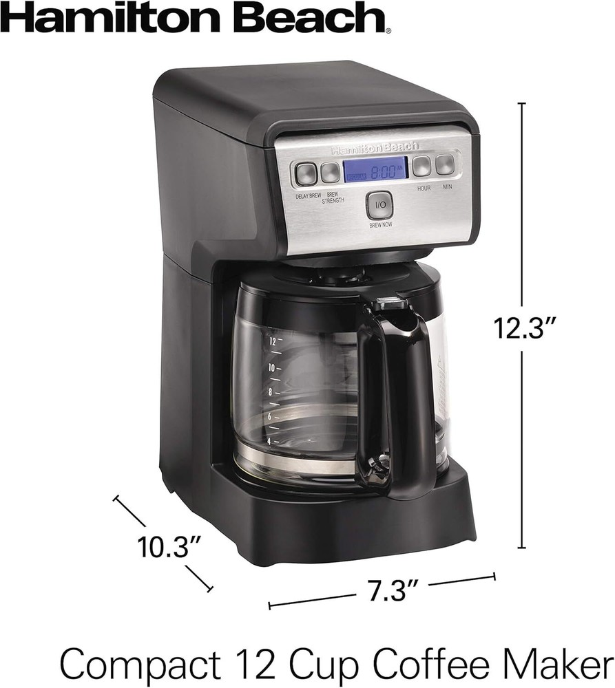 Cup Compact Programmable Drip Coffee Maker with No-Drip Burosilicate Glass
