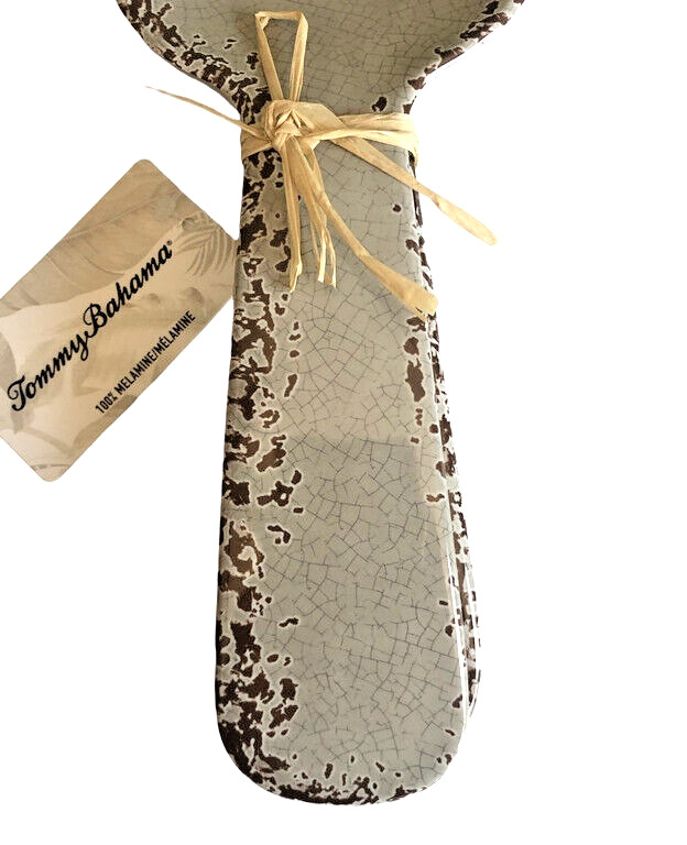 Tommy Bahama Speckled Salad Server Set Serving Spoon Fork Gray Rustic 11"