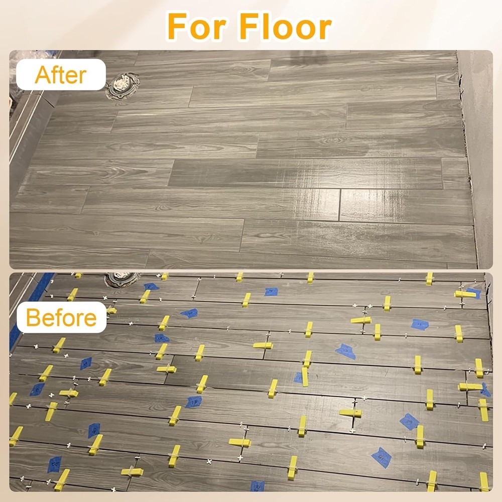 Tile Leveling System with Tile Pliers and Hammer - 300 Piece Tile Spacers Cli...