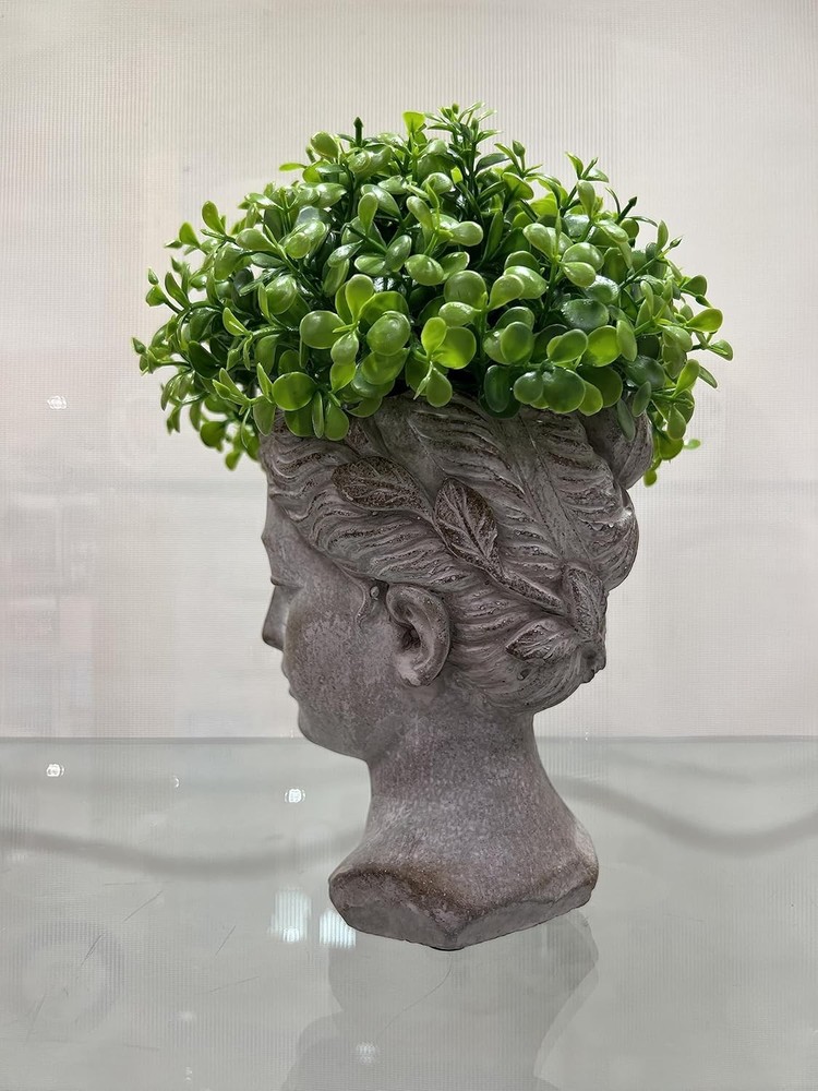 Abbott Collection Goddess Head Wall Planter - Small Cement Wall, Gray
