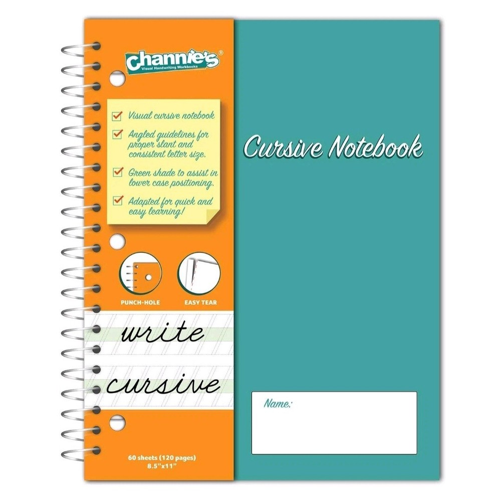 Channie's Visual CURSIVE Writing Notebook 120 Pages To Practice Cursive