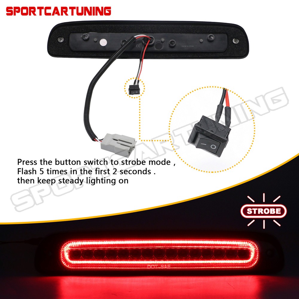 For 1993-2011 Ford Ranger Black/Smoked LED 3rd Tail Brake Light Third Stop Lamp