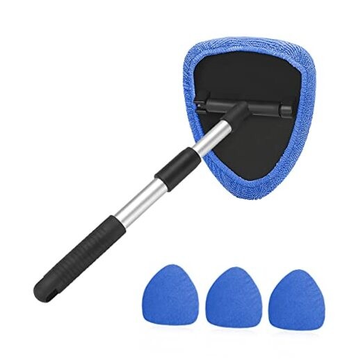 Windshield Cleaning Tool, Car Window Cleaner with Extendable Long Handle Blue