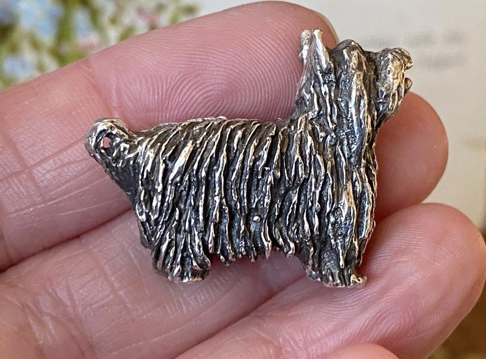 Vintage solid heavy English hallmark heavy solid sterling miniature terrier dog