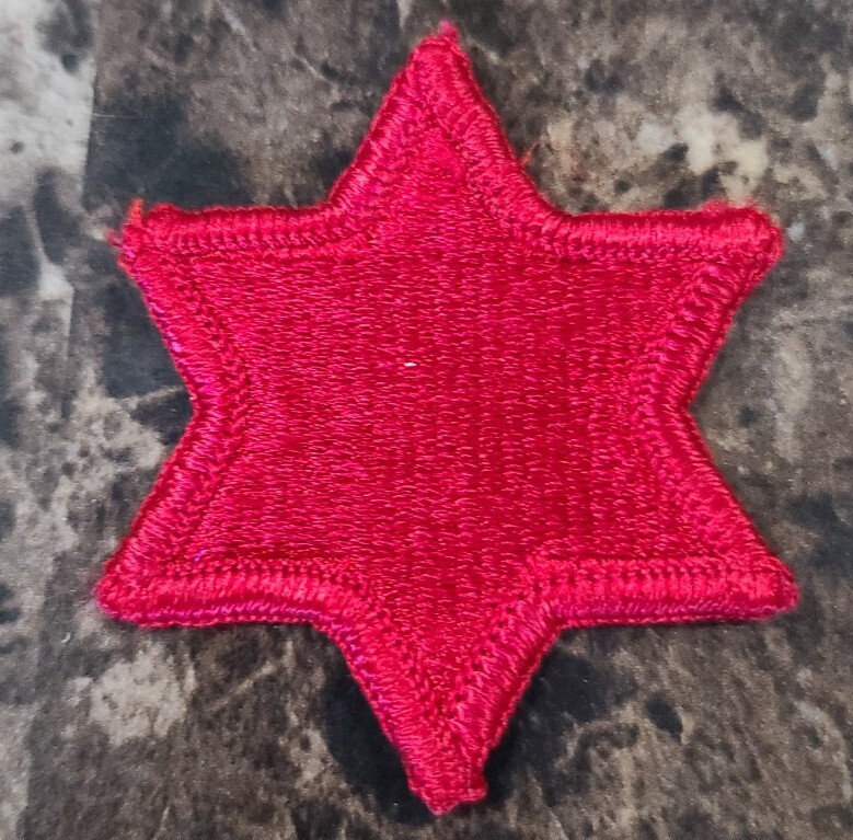WW2-Army 6th Infantry Divison Shoulder  Sleeve Insignia Patch Solid Red Star-War