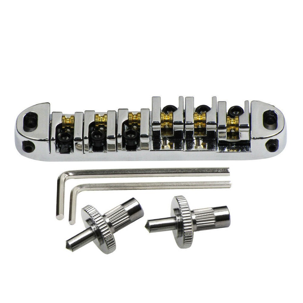 Chrome Guitar Roller Saddle Tune-O-Matic Bridge for Les Paul SG Threaded Posts