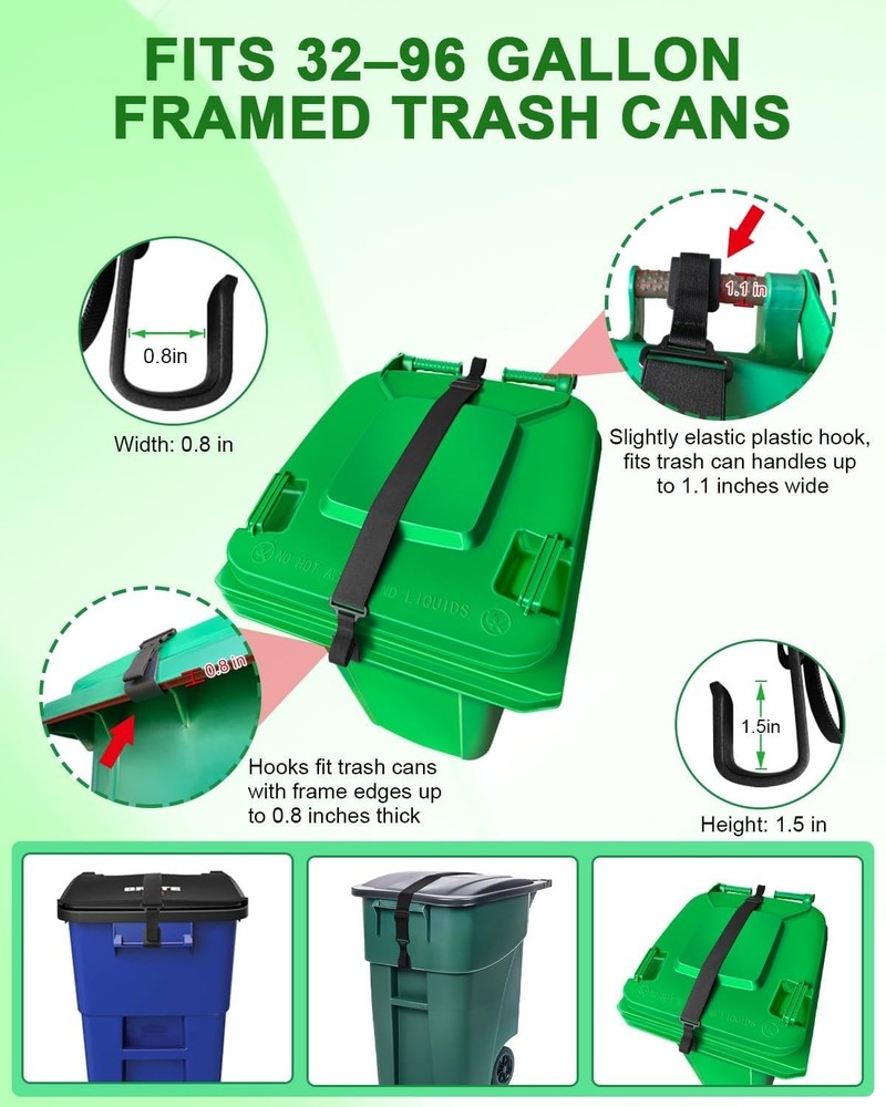 Adjustable Double Claw Trash Can Lock Strap Garbage Can Lid Locks Organization