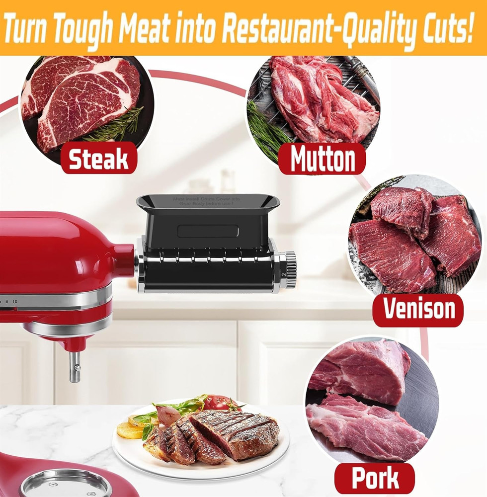 Thickness Adjustable Meat Tenderizer Attachment for Kitchenaid Mixers,Steak Cube