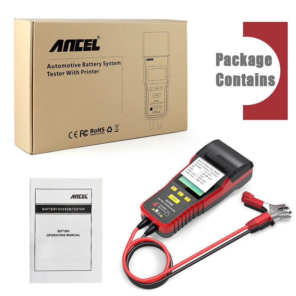 ANCEL BST500 Car Battery Tester Cranking Charging System Analyzer with Printer