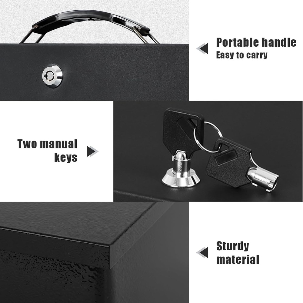 XXL Fireproof Safe Box Key Lock Home Office Document Security Storage Black