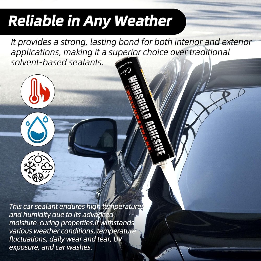 (2-Pack) Urethane Windshield Adhesive, Automotive Polyurethane 2pk, Black