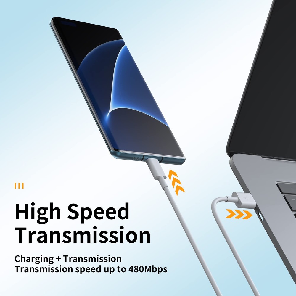 Hrbzo USB C Cable (5-Pack 3.3 ft, 6 6 white