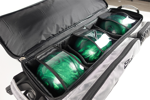 KR Strikeforce Royal Flush Silver 3 Ball Roller Bowling Bag