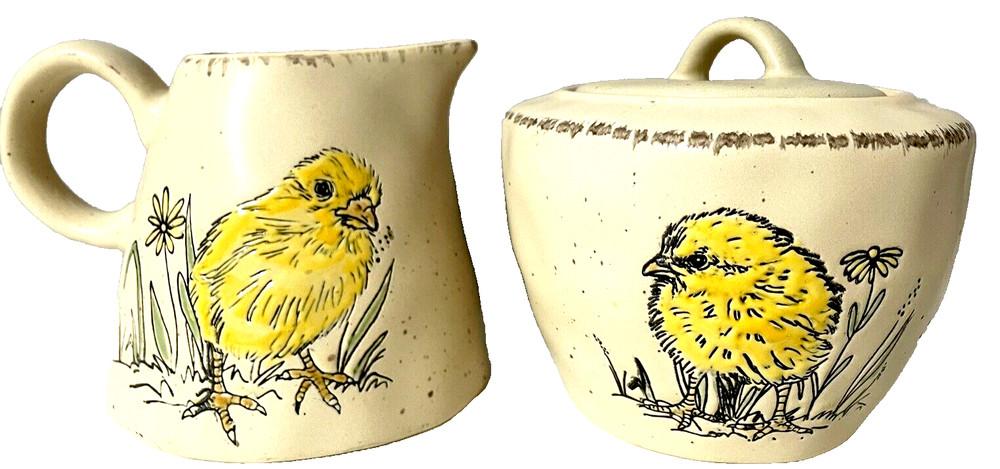 Cream & Sugar Set Easter Chick Spectrum Designz Matte Finished Organic