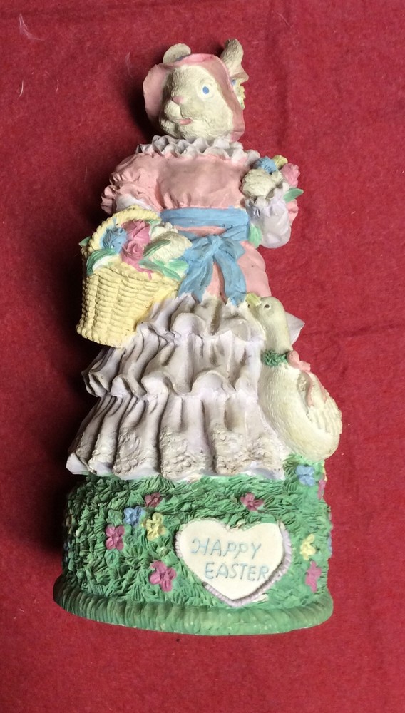 VTG Happy Easter Musicale Bunny Table Figurines - 9 3/8” tall Multicolor.