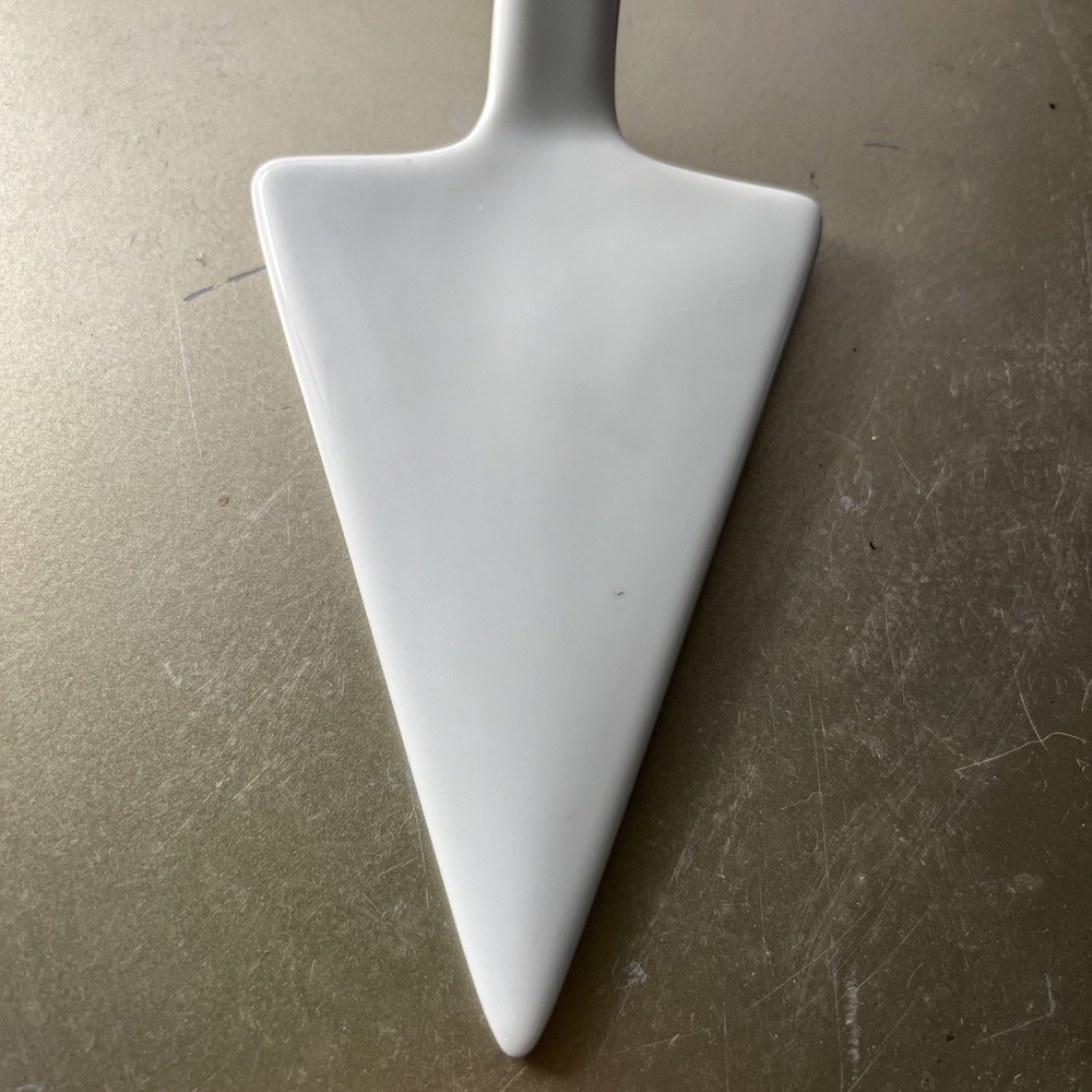 Vintage Cake Knife Server White Ceramic Gilted Trim Accent