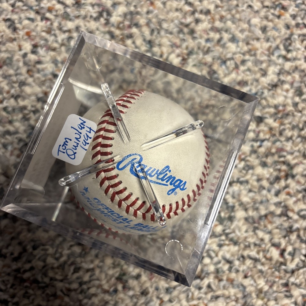 Tom Quinlan Autographed Baseball With Case, Phillies