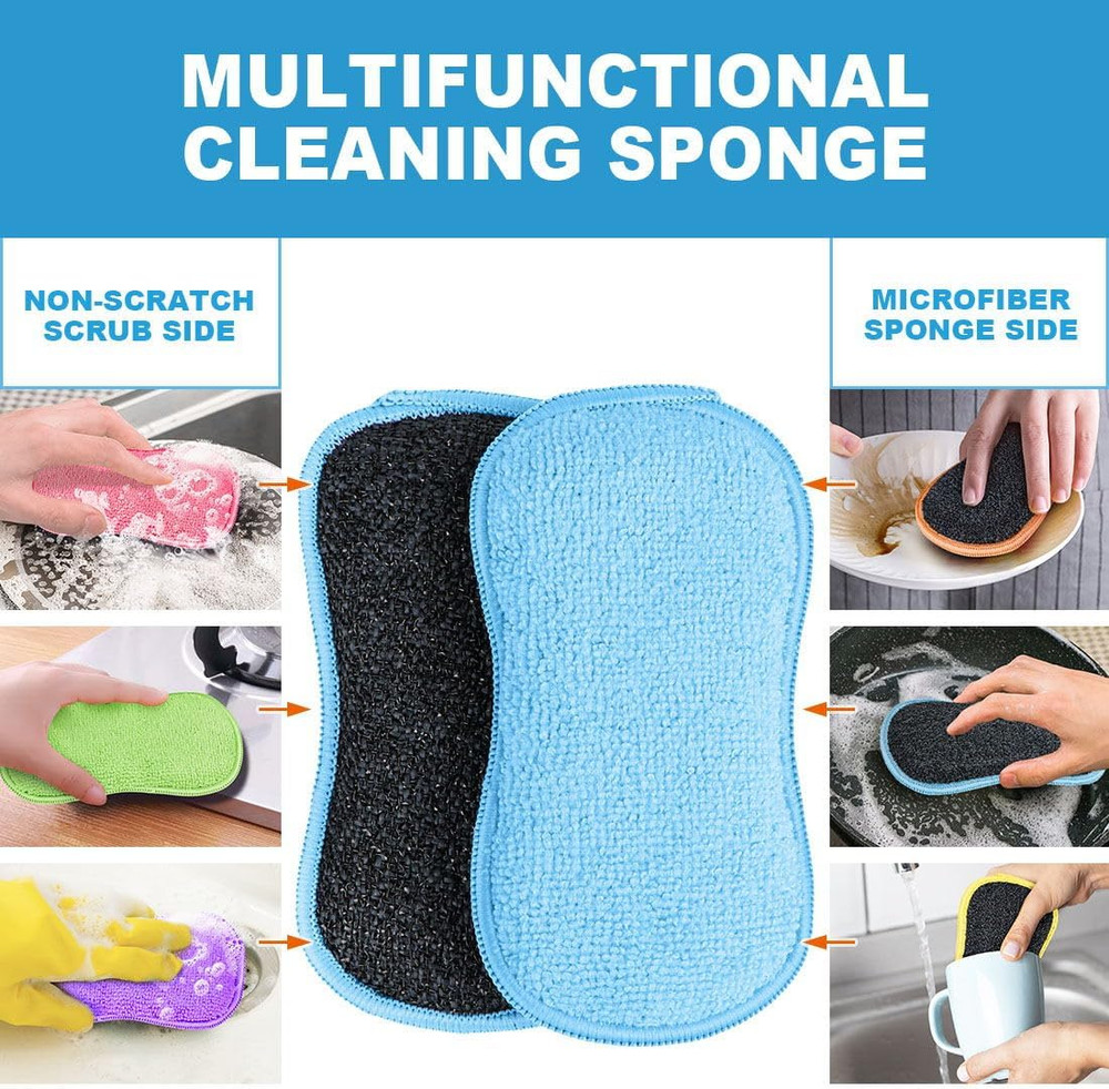 12 Pack Multi-Purpose Scrub Sponges Kitchen, Dish Sponge, Non-Scratch Microfiber