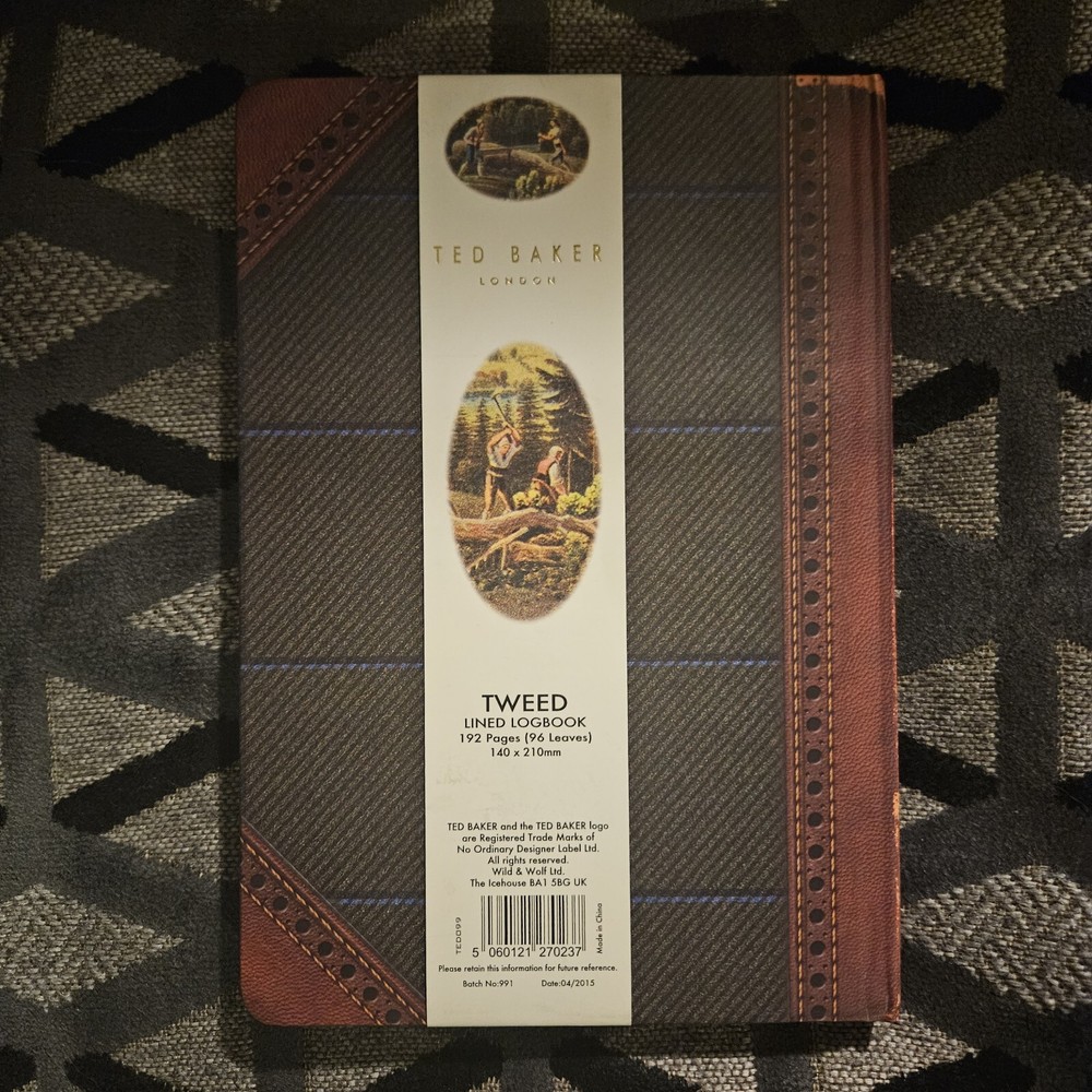 Ted Baker Tweed Lined 192 Page Journal Logbook NWT