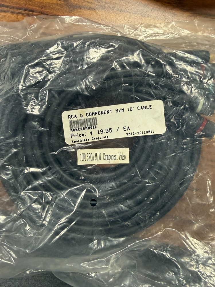 Audio/Video RCA 5 Component Male/Male Cable 10ft, 25ft