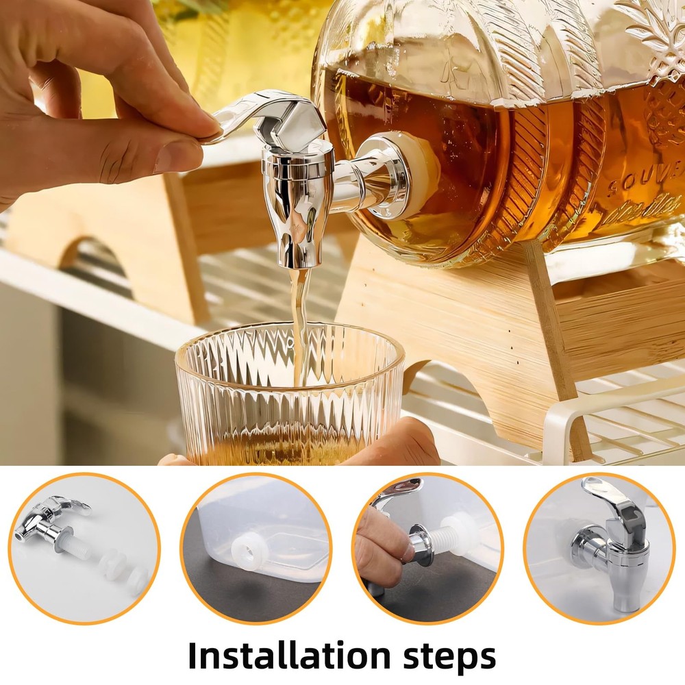 2 Pack Beverage Dispenser Spigot Replacement - Food Grade ONE SIZE, Silver