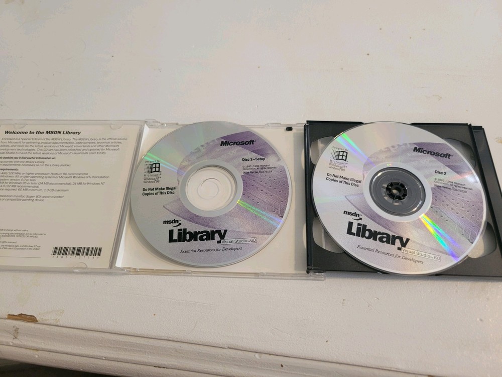 Microsoft MSDN Library Visual Studio  6.0 Two CD Set for Windows98 Windows NT