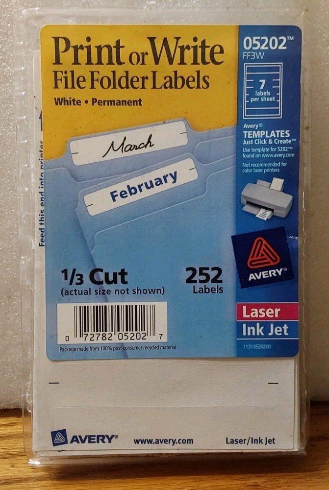 Avery Print or Write File Folder Labels 252 Labels Office Home