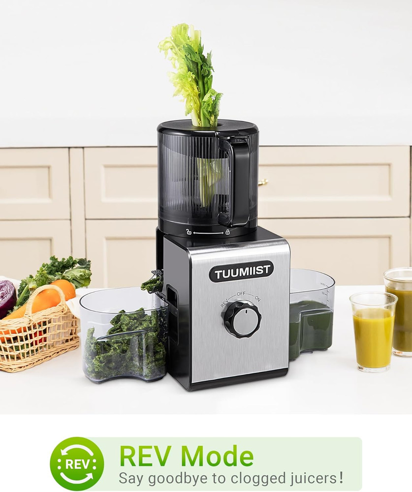 Cold Press Juicer Machine, 6.5" Large Feed Chute Masticating Extractor, Easy to