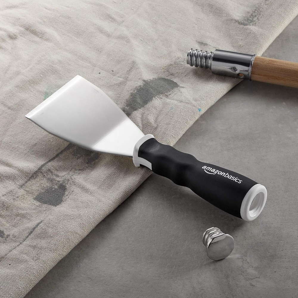 Amazon Basics Soft Grip Bent Scraper 3" with Pole Socket & Hammer End for Paint