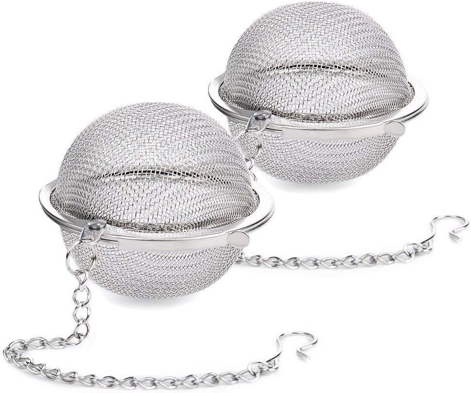2PCS Stainless Steel Mesh Tea Infuser 2.1 Inch Tea Ball Strainer Tea Diffuser