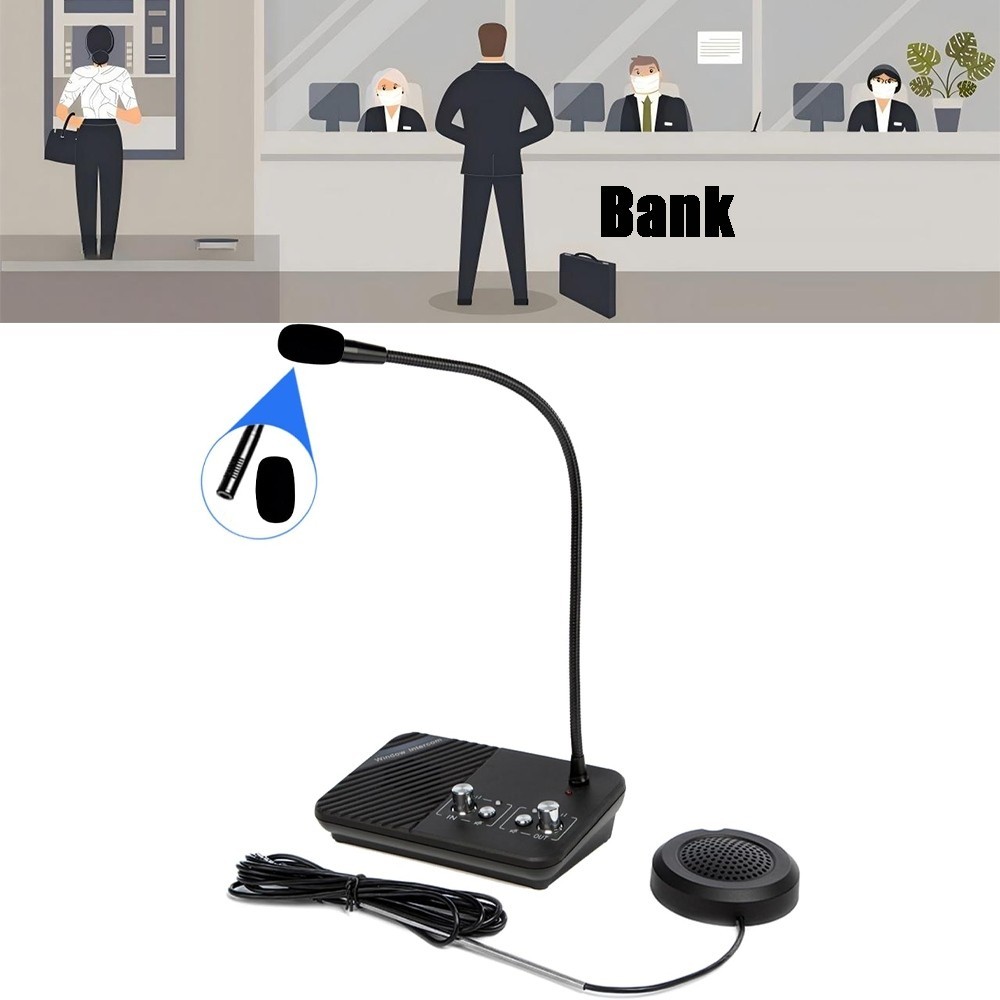 Window Speaker Intercom System Dual-Way Anti-Interference Microphone for Bank