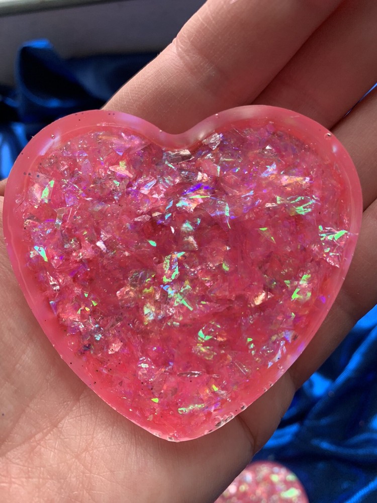 Handmade Iridescent Heart Magnets.