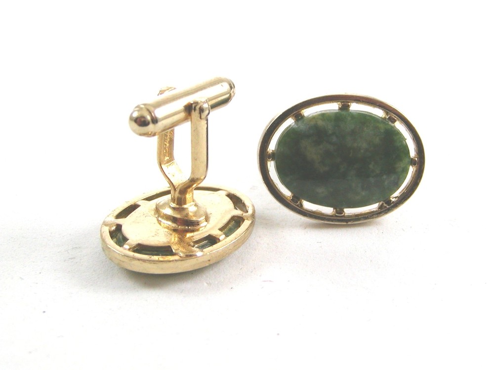 Goldtone & Green Cufflinks by Anson