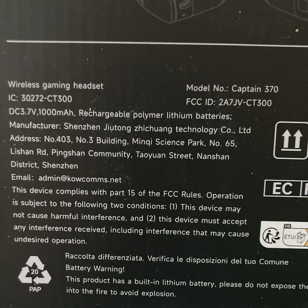 Captain 370 Wireless Gaming Headset - White