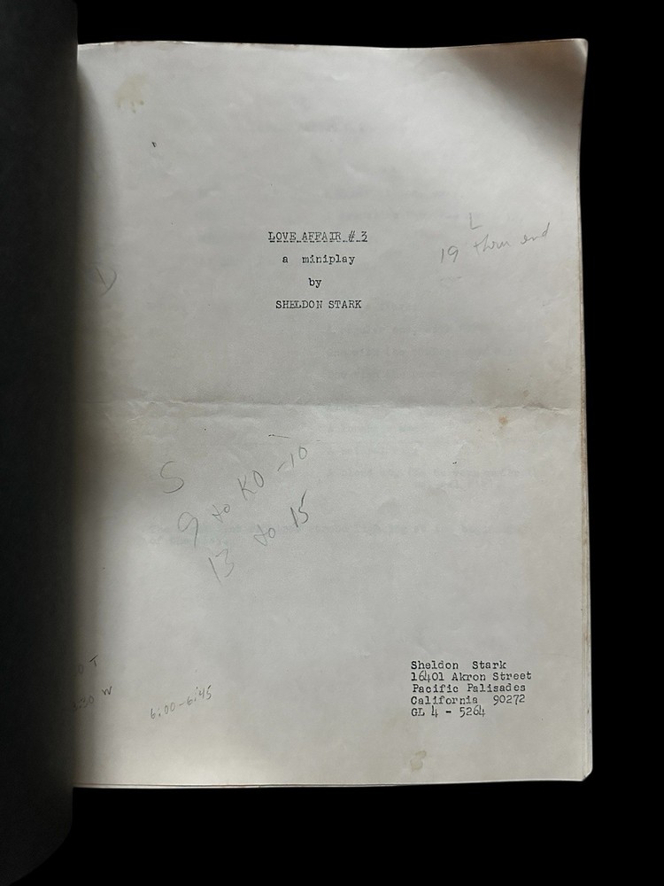 Sheldon Stark Love Affair #1–3 Original Typed Miniplay Script Notes green hornet