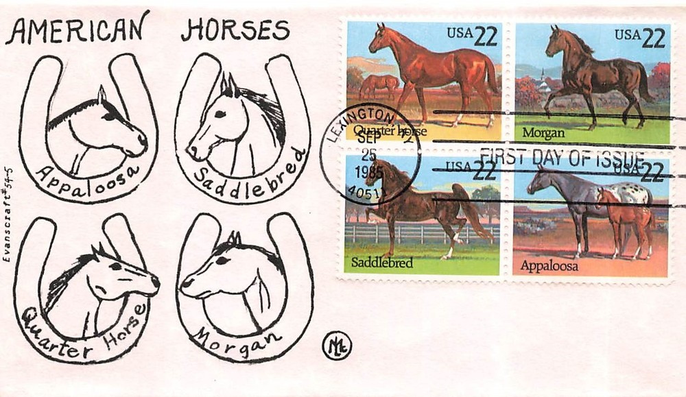 2155/2158 - AMERICAN HORSES - Evanscraft cachet