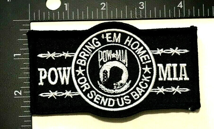 POW-MIA "BRING US HOME OR SEND US BACK" WHITE & BLACK PATCH (MISC 2)